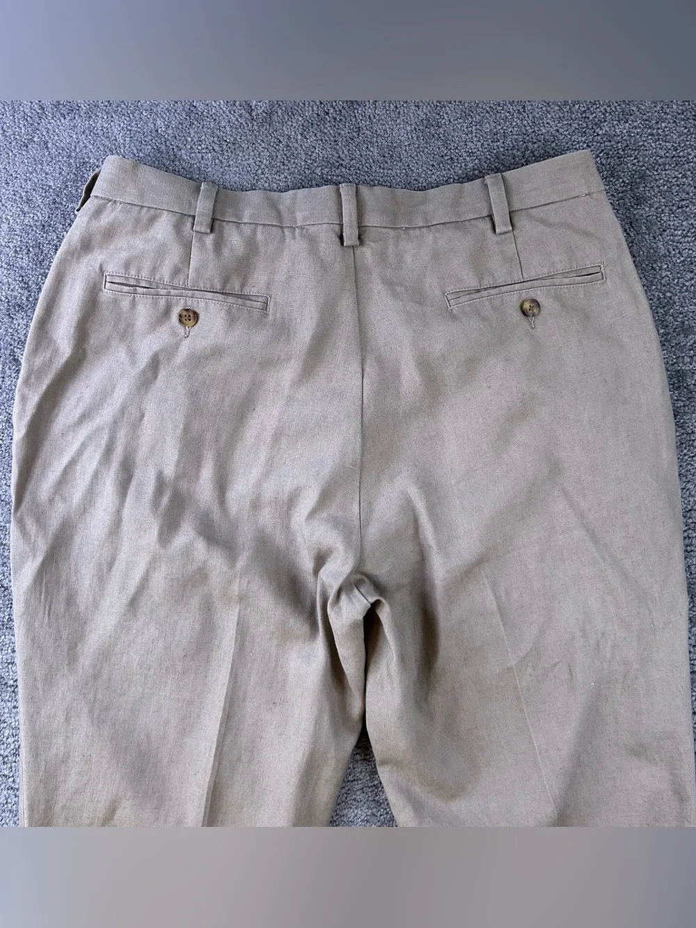 Jos A Bank Linen Khakis Mens 36x30 Pants Preppy VTG Old Money Cuffed Pleated